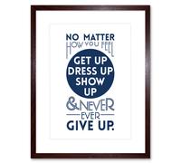 Artery8 Wall Art Print Motivational Get Up Never Give Up Framed in Brown | Size: W7" x H9" Artery8 Brown W7" x H9"