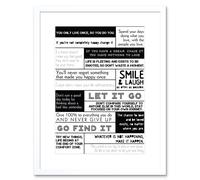 Artery8 Wall Art Print Motivational Manifesto Advice Typography Grid Framed in White | Size: W7" x H9" Artery8 White W7" x H9"