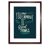 Artery8 Wall Art Print Motivational You are Capable Great Things Framed in Brown | Size: W7" x H9" Artery8 Brown W7" x H9"