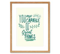Artery8 Wall Art Print Motivational You are Capable Great Things Reverse Framed in Beige | Size: W7" x H9" Artery8 Beige W7" x H9"
