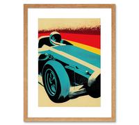 Artery8 Wall Art Print Motor Racing Car Driver Pop Art Graphic Artwork Framed 9X7 Inch in Beige | Size: W7" x H9" Artery8 Beige W7" x H9"