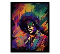 Artery8 Wall Art Print Motown Music Singer Vibrant Conceptual Artwork With City Skyline Art Framed | Size: W12" x H16" Artery8 Multicolor W12" x H16"