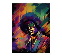 Artery8 Wall Art Print Motown Music Singer Vibrant Conceptual Artwork With City Skyline Poster | Size: W24" x H32" Artery8 Multicolor W24" x H32"