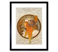 Artery8 Wall Art Print Mucha Byzantine Head Blonde Headdress Artwork Framed 9X7 Inch in Black | Size: W7" x H9" Artery8 Black W7" x H9"