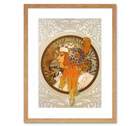 Artery8 Wall Art Print Mucha Byzantine Head Blonde Headdress Artwork Framed 9X7 Inch in Beige | Size: W7" x H9" Artery8 Beige W7" x H9"