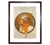 Artery8 Wall Art Print Mucha Byzantine Head Blonde Headdress Artwork Framed 9X7 Inch in Brown | Size: W7" x H9" Artery8 Brown W7" x H9"