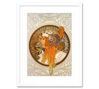 Artery8 Wall Art Print Mucha Byzantine Head Blonde Headdress Artwork Framed 9X7 Inch in White | Size: W7" x H9" Artery8 White W7" x H9"