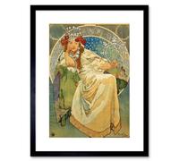 Artery8 Wall Art Print Mucha Princess Hyacinth 1911 Artwork Framed 9X7 Inch