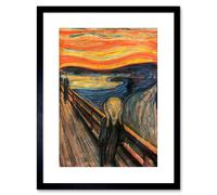 Artery8 Wall Art Print Munch The Scream Painting Old Master Reproduction Artwork Framed 9X7 Inch in Black | Size: W7" x H9" Artery8 Black W7" x H9"