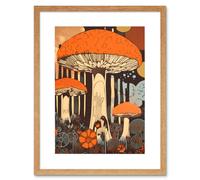 Artery8 Wall Art Print Mushroom Vintage Large Red Cap Fungi Pastel Colour Earthy Aesthetic Kitchen Artwork Framed 9X7 Inch in Beige | Size: W7" x H9" Artery8 Beige W7" x H9"