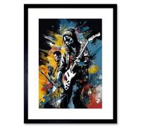 Artery8 Wall Art Print Music Band On Stage Playing At Festival Modern Acrylic Painting Artwork Framed 9X7 Inch