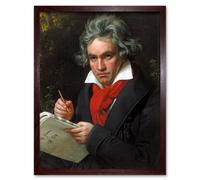 Artery8 Wall Art Print Music Composer Ludwig Van BeethovenPortrait Painting Joseph Karl Stieler Art Framed in Brown | Size: W12" x H16" Artery8 Brown W12" x H16"