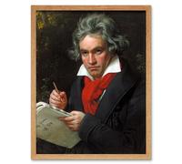 Artery8 Wall Art Print Music Composer Ludwig Van BeethovenPortrait Painting Joseph Karl Stieler Art Framed in Light Oak | Size: W12" x H16" Artery8 Light Oak W12" x H16"
