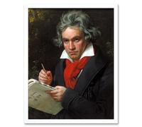 Artery8 Wall Art Print Music Composer Ludwig Van BeethovenPortrait Painting Joseph Karl Stieler Art Framed in White | Size: W12" x H16" Artery8 White W12" x H16"