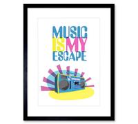 Artery8 Wall Art Print Music Is My Escape Artwork Framed 9X7 Inch