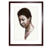 Artery8 Wall Art Print Music Painting Portrait Nina Simone By Chris Evry Artwork Framed 9X7 Inch in Brown | Size: W7" x H9" Artery8 Brown W7" x H9"