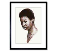 Artery8 Wall Art Print Music Painting Portrait Nina Simone By Chris Evry Artwork Framed 9X7 Inch in Black | Size: W7" x H9" Artery8 Black W7" x H9"