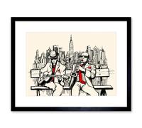 Artery8 Wall Art Print Musicians Jazz Men New York Art Framed 9x7 inch in Black | Size: W7" x H9" Artery8 Black W7" x H9"