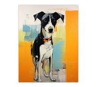 Artery8 Wall Art Print My Best Friend Cute Black & White Dog Oil Painting Bright Contemporary Pet Portrait Poster | Size: W12" x H16" Artery8 Multicolor W12" x H16"