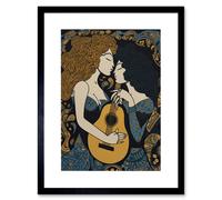 Artery8 Wall Art Print My Love My Muse Women with Guitar Conceptual Artwork Framed 9X7 Inch in Black | Size: W7" x H9" Artery8 Black W7" x H9"