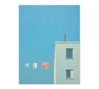 Artery8 Wall Art Print My Neighbours Pants By Amy Denver Minimalist Soft Pastel Blue Laundry Room Minimalism Simple Modern Artwork Poster Artery8 Blue W18" x H24"