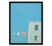 Artery8 Wall Art Print My Neighbours Pants By Amy Denver Minimalist Soft Pastel Blue Laundry Room Minimalism Simple Modern Artwork Art Framed Artery8 Blue W12" x H16"