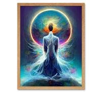 Artery8 Wall Art Print Mystical Psychic Spiritual Dream Art Framed in Light Oak | Size: W12" x H16" Artery8 Light Oak W12" x H16"