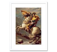 Artery8 Wall Art Print Napoleon Crossing The Alps Art Black Framed 9x7 inch in White | Size: W7" x H9" Artery8 White W7" x H9"
