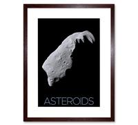 Artery8 Wall Art Print NASA Asteroid 243 Ida Space Poster Artwork Framed 9X7 Inch in Brown | Size: W7" x H9" Artery8 Brown W7" x H9"
