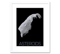 Artery8 Wall Art Print NASA Asteroid 243 Ida Space Poster Artwork Framed 9X7 Inch in White | Size: W7" x H9" Artery8 White W7" x H9"
