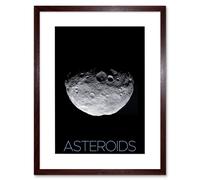 Artery8 Wall Art Print NASA Asteroid Protoplanet Vesta North Pole Poster Artwork Framed 9X7 Inch in Brown | Size: W7" x H9" Artery8 Brown W7" x H9"