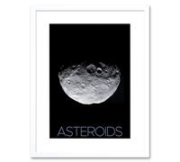 Artery8 Wall Art Print NASA Asteroid Protoplanet Vesta North Pole Poster Artwork Framed 9X7 Inch in White | Size: W7" x H9" Artery8 White W7" x H9"