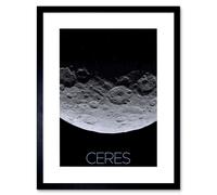 Artery8 Wall Art Print NASA Dawn Spacecraft Dwarf Planet Ceres Close Up Poster Artwork Framed 9X7 Inch in Black | Size: W7" x H9" Artery8 Black W7" x H9"