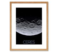 Artery8 Wall Art Print NASA Dawn Spacecraft Dwarf Planet Ceres Close Up Poster Artwork Framed 9X7 Inch in Beige | Size: W7" x H9" Artery8 Beige W7" x H9"