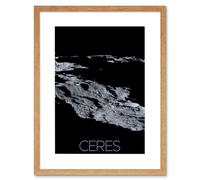 Artery8 Wall Art Print NASA Dawn Spacecraft Dwarf Planet Ceres Surface Poster Artwork Framed 9X7 Inch in Beige | Size: W7" x H9" Artery8 Beige W7" x H9"