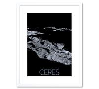 Artery8 Wall Art Print NASA Dawn Spacecraft Dwarf Planet Ceres Surface Poster Artwork Framed 9X7 Inch in White | Size: W7" x H9" Artery8 White W7" x H9"