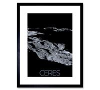 Artery8 Wall Art Print NASA Dawn Spacecraft Dwarf Planet Ceres Surface Poster Artwork Framed 9X7 Inch in Black | Size: W7" x H9" Artery8 Black W7" x H9"