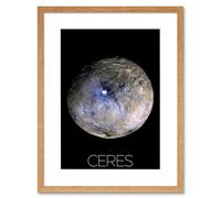 Artery8 Wall Art Print NASA Dwarf Planet Ceres False-Color Poster Artwork Framed 9X7 Inch in Beige | Size: W7" x H9" Artery8 Beige W7" x H9"