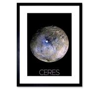 Artery8 Wall Art Print NASA Dwarf Planet Ceres False-Color Poster Artwork Framed 9X7 Inch in Black | Size: W7" x H9" Artery8 Black W7" x H9"