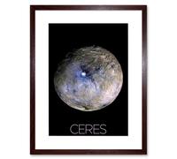 Artery8 Wall Art Print NASA Dwarf Planet Ceres False-Color Poster Artwork Framed 9X7 Inch in Brown | Size: W7" x H9" Artery8 Brown W7" x H9"
