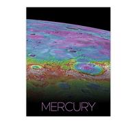 Artery8 Wall Art Print Nasa Explore Mercury Messenger Spacecraft Space Planet Hokusai Crater Rainbow Thermal Poster | Size: W12" x H16" Artery8 Multicolor W12" x H16"
