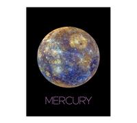 Artery8 Wall Art Print Nasa Explore Mercury Messenger Spacecraft Space Planet Hokusai Crater Rainbow Thermal Poster in Black | Size: W24" x H32" Artery8 Black W24" x H32"