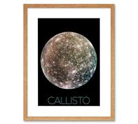 Artery8 Wall Art Print NASA Galileo Spacecraft Jupiters Moon Callisto Poster Artwork Framed 9X7 Inch in Beige | Size: W7" x H9" Artery8 Beige W7" x H9"