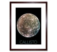 Artery8 Wall Art Print NASA Galileo Spacecraft Jupiters Moon Callisto Poster Artwork Framed 9X7 Inch in Brown | Size: W7" x H9" Artery8 Brown W7" x H9"