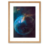 Artery8 Wall Art Print NASA Hubble Space Telescope Bubble Nebula NGC 7635 Cassiopeia Artwork Framed 9X7 Inch in Beige | Size: W7" x H9" Artery8 Beige W7" x H9"