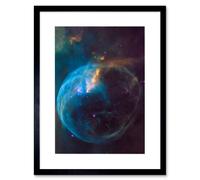 Artery8 Wall Art Print NASA Hubble Space Telescope Bubble Nebula NGC 7635 Cassiopeia Artwork Framed 9X7 Inch in Black | Size: W7" x H9" Artery8 Black W7" x H9"