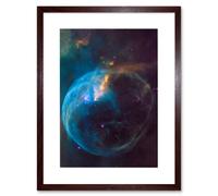 Artery8 Wall Art Print NASA Hubble Space Telescope Bubble Nebula NGC 7635 Cassiopeia Artwork Framed 9X7 Inch in Brown | Size: W7" x H9" Artery8 Brown W7" x H9"