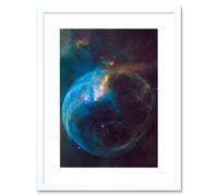 Artery8 Wall Art Print NASA Hubble Space Telescope Bubble Nebula NGC 7635 Cassiopeia Artwork Framed 9X7 Inch in White | Size: W7" x H9" Artery8 White W7" x H9"