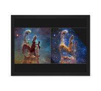 Artery8 Wall Art Print NASA James Webb Hubble Comparison Space Telescope Pillars of Creation Eagle Nebula Large Framed Wall Décor Art Artery8 Light Oak W18" x H24"