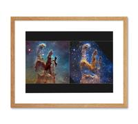 Artery8 Wall Art Print NASA James Webb Hubble Comparison Space Telescope Pillars of Creation Eagle Nebula Artwork Framed 9X7 Inch | Size: W7" x H9" Artery8 Beige W7" x H9"